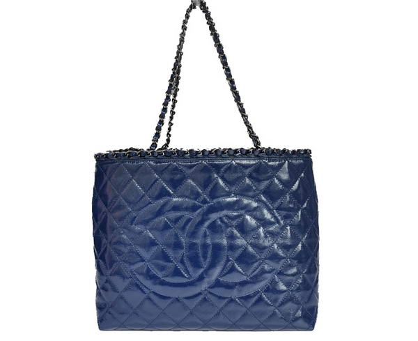 Best Chanel Bright Leather Shoulder Bag 1171 Blue On Sale